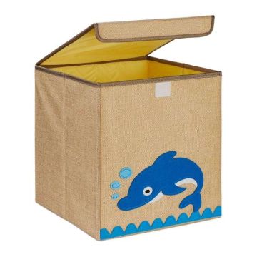 Kokkupandav kast kaanega 33x33x33cm., beež/sinine/valge