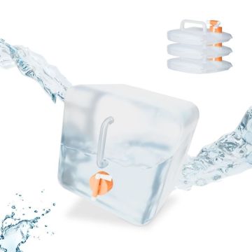 Kokkupandavate läbipaistvate veekanistrite komplekt 4 tk kraaniga 24x24x24cm, oranž värv