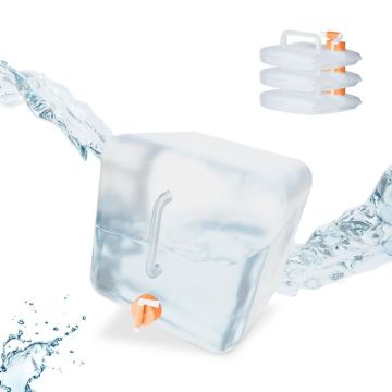 Kokkupandavate läbipaistvate veekanistrite komplekt 4 tk kraaniga 28x27x27cm, oranž värv