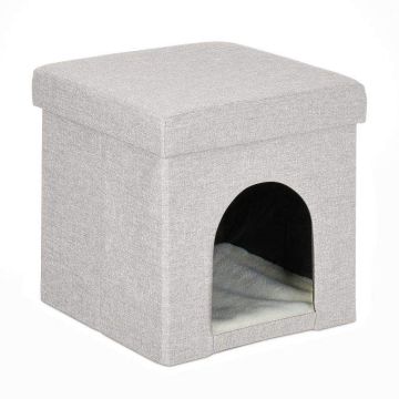Складной домик для кошки 38,5x37x37 см., бежевый/белый