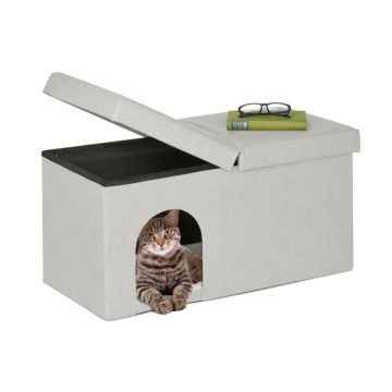 Складной домик для кошки 38,5x74,5x37 см., бежевый/белый