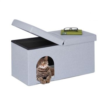 Складной домик для кошки 38,5x74,5x37 см., серо-белый