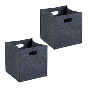 Komplektis 2 kokkupandavat kasti 30x30x30cm., halli värvi