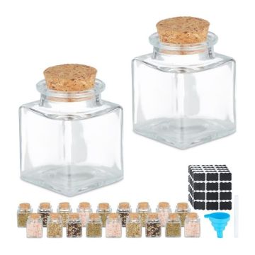 Komplektis 20 läbipaistvat maitseainepurki 6x4,5x4,5cm, helepruun