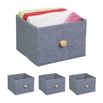 Komplektis 4 kokkupandavat kasti 20x28,5x27,5cm, hall/helepruun
