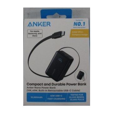 Anker A1638H11 kaasaskantav aku, väljatõmmatava USB-C-kaabliga