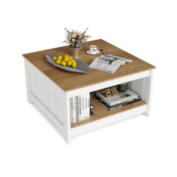 Kohvilaud 80x80x45cm, valge/heledat pruuni värvi