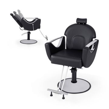 Парикмахерское кресло 66,5x95x139см, черный/серебристый