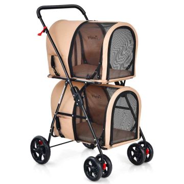 Коляска для собак 51x68x105см, песочный/чёрный цвет