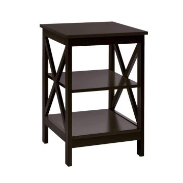 3-tier side/nightstand with storage shelves, 60x40x50 cm, espresso