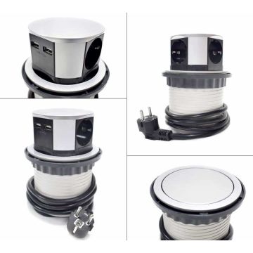 Pikendusjuhe 1,5 m, 4 pistikupesa USB-portidega