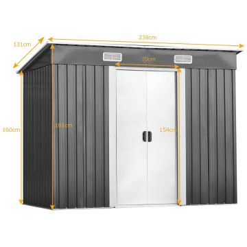 Садовый сарай 238x131x181см, серо-белый