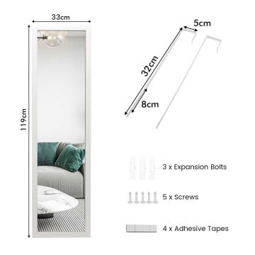 Настенное зеркало 33x120см, белого цвета
