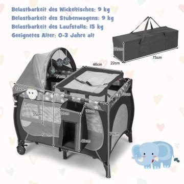 Детский манеж 102x72x74см, темно-серого цвета
