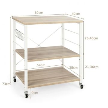 Кухонная тележка 60x40x73,5см, белого/светло-коричневого цвета