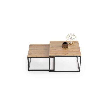 Kohvilaud Twin 70x70x42cm / 60x60x36 cm, naturaalse puidu värv