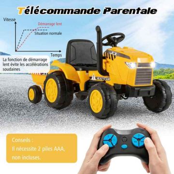 Laste elektriline traktor 125x58x60cm, kollane/must