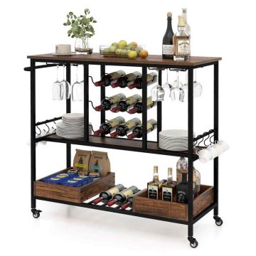 Кухонная тележка 108x40x91см, черно-коричневого цвета