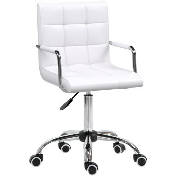 Office chair Homcom 52.5x54x99cm., white/silver color