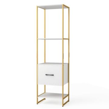 Напольная полка 45x35x160см, белого/золотого цвета
