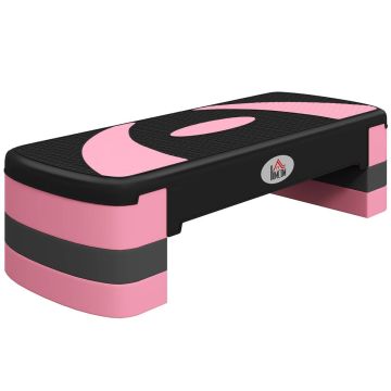 Aeroobika stepper Homcom 80x31x10cm., must/roosa