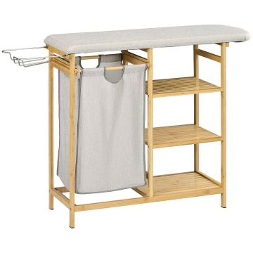 Laundry basket 57L Homcom 113x34x82cm., light brown/gray