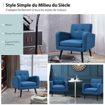 Accent armchair, Blue, 76 × 83 × 76 cm