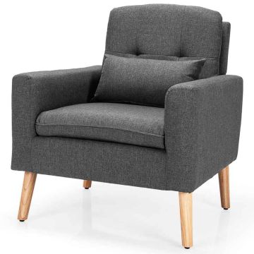 Accent armchair, With lumbar cushion, Gray, 77.5 × 73.7 × 85.1 cm