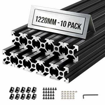 Alumiiniumist ekstrusioonprofiilid VEVOR 2020T-122-10-H, 10 tk, Must, 2 × 1,2 × 134 cm