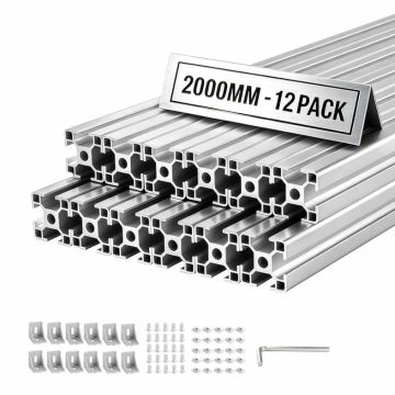Alumiiniumist ekstrusioonprofiilide komplekt VEVOR 3030T-200-12-Y, 12 tk, Hõbedane