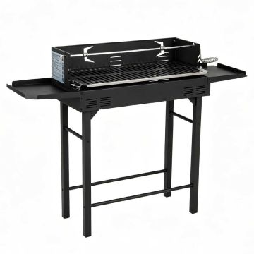 Charcoal barbecue, 3 grill height levels, Black, 120 × 90 × 32.5 cm