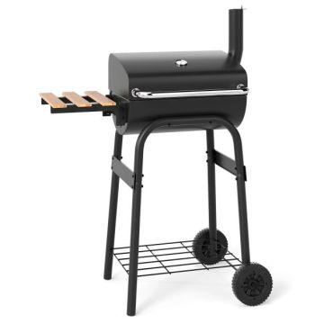 Charcoal barbecue, with folding side table, Black
