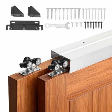 Фурнитура для раздвижных дверей внахлёст VEVOR XC40-4FT, система для 2 дверей, 121,9 × 10,26 × 5,56 см