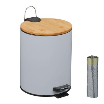 Ümmargune prügikast Relaxdays, jalgpedaaliga, 5 l, Ø 20,5 × 26 cm