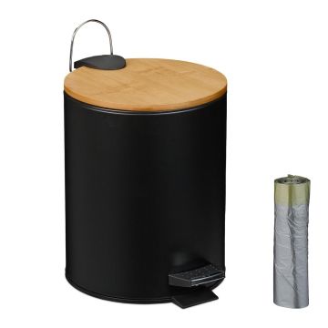 Ümmargune prügikast Relaxdays, jalgpedaaliga, 5 l, Ø 20,5 × 26 cm