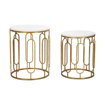 Ümmarguste diivanilaudade komplekt TORY MARBLE, 2 tk, 46 × 55 × 46 cm ja 39 × 48 × 39 cm