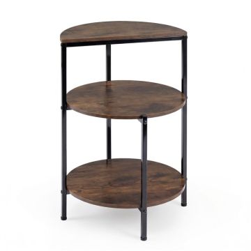 Round coffee table, 3 open shelves, Ø 43 × 63 cm