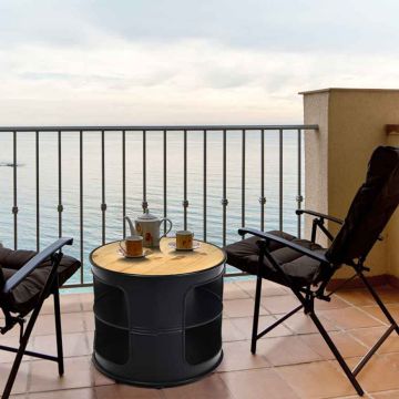Round coffee table, With 2 shelves, Black, Ø 50 × 41.5 cm