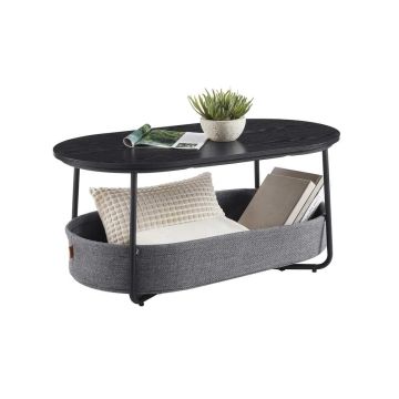 Round coffee table VASAGLE LCT244B56, with storage compartment, 100 × 45.7 × 55 cm