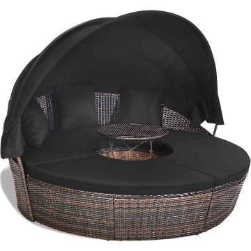 Round outdoor daybed set, with canopy, Ø 190 × 142 cm