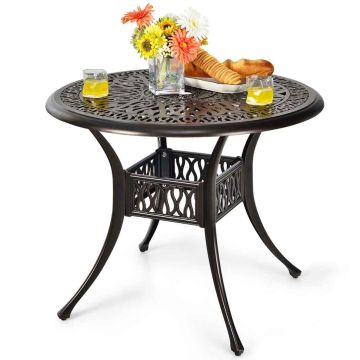 Round Outdoor Table, With Umbrella Hole, Brown, Ø 91.4 × 72.4 cm