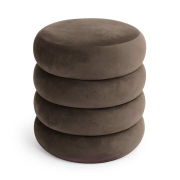 Ümmargune puff SNUGGO, panipaigaga, pruun, Ø 42 × 44,5 cm
