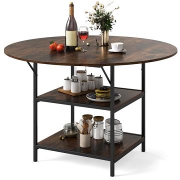 Round dining table, 2 shelves, Ø 120 × 76 cm