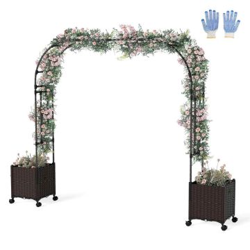 Arched trellis arbor, 2 containers, 79 × 17 × 79 in