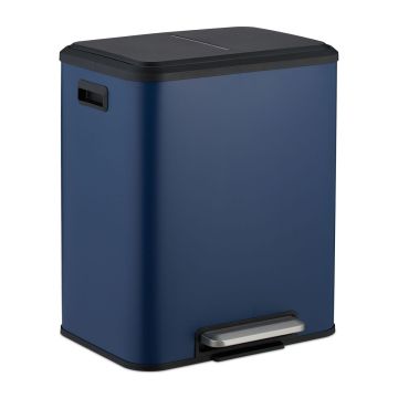 Jäätmete sortimise prügikast Relaxdays 10051210_45, 2 × 15 l, Sinine, 41 × 49 × 33,5 cm