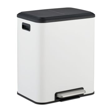 Jäätmete sortimise prügikast Relaxdays 10051210_49, 2 × 10 l, Valge, 41 × 49 × 33,5 cm