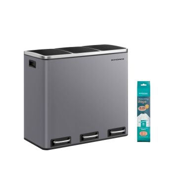 Jäätmete sorteerimise prügikast SONGMICS, 3 × 18 l, 61 × 55,5 × 31,5 cm