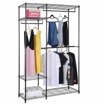 Open wardrobe, With shelves, Black, 120 × 180 × 45 cm