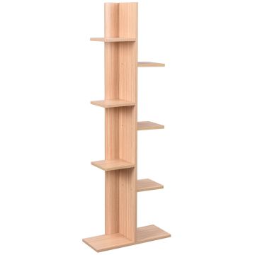 Open Concept Display Cabinet with 7 Shelves, Walnut Color