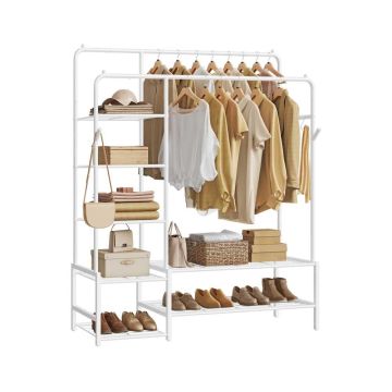 SONGMICS Open Wardrobe, 7 Shelves, White, 115.8 × 172.8 × 45 cm